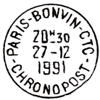 Timbre à date avec mention : PARIS-BONVIN-CTC / - CHRONOPOST - /