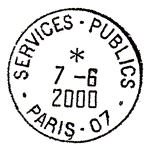 Timbre à date avec mention : SERVICES-PUBLICS / - PARIS-007 - /