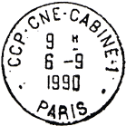 Timbre à date avec mention : CCP-CNE-CABINE-1 / - PARIS - /