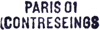 Marque linéaire avec mention : PARIS 01 ( CONTRESEINGS ) /