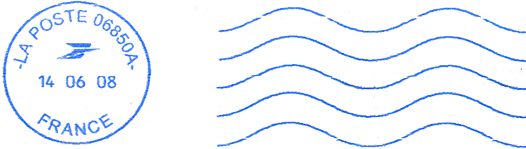 Oblitération mécanique provenant des machines NEOPOST avec timbre à date avec logo de la Poste et lignes ondulées continues /