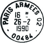 Timbre à date avec mention PARIS ARMEES + numéro et numéro dans le bas /
