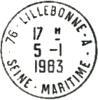 Timbre à date des recettes auxiliaires rurales avec mention : numéro de département + nom de ville + lettre du bureau / nom de département /