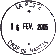 Timbre  date grand format avec mention : "LA POSTE" / "CRFS DE NANTES" / 