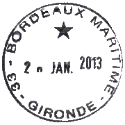 Timbre à date avec mention +BORDEAUX MARITIME" / numéro de département + nom de département /