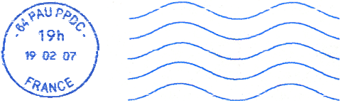 Timbre  date avec mention : numro de dpartement + nom de ville + "PPDC / "- FRANCE -" / 