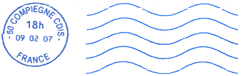 Timbre  date avec mention : numro de dpartement + nom de ville + "CDIS / "- FRANCE -" / 
