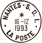 Timbre  date avec mention : "NANTES - S.D.I / - LA POSTE -" / 