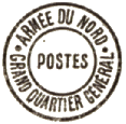 Timbre avec mention : ARMEE DU NORD GRAND QUARTIER GENERAL POSTES /