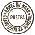 Timbre avec mention : ARMEE DU NORD GRAND QUARTIER GENERAL POSTES / 