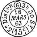 Timbre à date pour les lettres en port du de Paris à Paris /