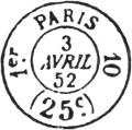 Timbre à date pour les lettres en port du de Paris à Paris /