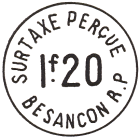 Timbre à date avec mention SURTAXE PERCUE /