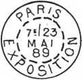 Timbre à date au type 84 de l'exposition Universelle de 1889 avec mention : PARIS EXPOSITION /