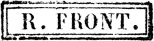Marque linéaire avec mention R. FRONT. (rayon frontière) /