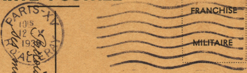 Oblitération mécanique 7 lignes ondulées avec timbre à date à gauche - Première et deux dernières lignes plus courtes /