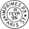 Timbre à date au type 15 avec mention IMPRIMES PP PARIS et numéro /