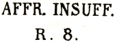 Marque avec mention : AFFR INSUFF R et numéro de rayon /