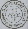 Timbre à date au type 15 avec mention : CORPS EXPEDITIONNAIRE D ITALIE 2 DIVISION /