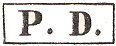 Lettres PD dans un rectangle avec points /