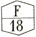 Marque accessoire hexagonale avec mention : F 18 /