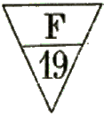Marque accessoire triangulaire avec mention : F 19 /