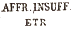 Marque avec mention : AFFR INSUFF ETR /