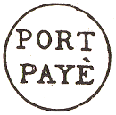 Marque avec mention : PORT PAYE dans un cercle /
