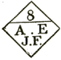 Marque carrée avec numéro de 1 à 15 et mention : AEJF /