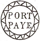 Marque de port paye avec mention PORT PAYE dans un cercle ornemente /
