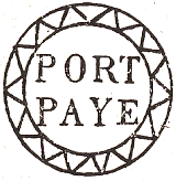 Marque de port paye avec mention PORT PAYE dans un cercle ornemente / 