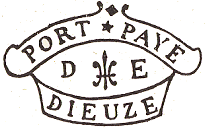 Marque de port pay de Dieuze avec mention : PORT PAYE D E DIEUZE / 