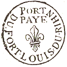 Marque de port payé de Fort Louis du Rhin avec mention : PORT PAYE DU FORT-LOUIS DU-RHIN /