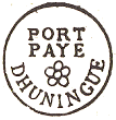 Marque de port payé de Huningue avec mention PORT PAYE DHUNINGUE et fleuron