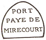 Marque de port payé de Mirecourt avec mention : PORT PAYE DE MIRECOURT /