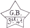 Marque en étoile avec lettres GB et valeur /