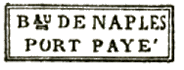 Marque encadrée avec mention : BAU DE NAPLES PORT PAYE /