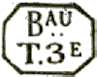 Marque encadrée avec mention Bau lettre du bureau numéro levée