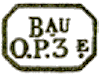 Marque encadrée avec mention Bau OP et lettre du bureau numéro levée