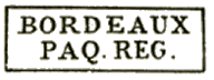 Marque encadrée avec mention : BORDEAUX PAQ REG /