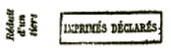 Marque encadrée avec mention : IMPRIMES DECLARE /