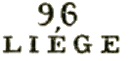 Marque linéaire avec mention : 96 LIEGE /