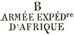 Marque linéaire avec mention : ARMEE EXPEDre D AFRIQUE /