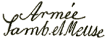 Marque linéaire avec mention : ARMEE SAMBRE ET MEUSE /
