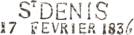 Marque linéaire avec mention de ville et date /