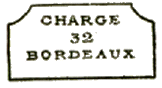 Marque linaire avec mention : CHARGE 32 BORDEAUX / 