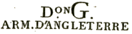 Marque linéaire avec mention : DonG ARM D ANGLETERRE /