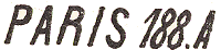 Marque linéaire lettres penchées avec mention PARIS plus chiffre lettre /