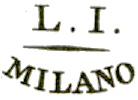 Marque linéaire avec mention : LI MILANO /