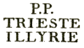 Marque linéaire avec lettres PP, ville et province /